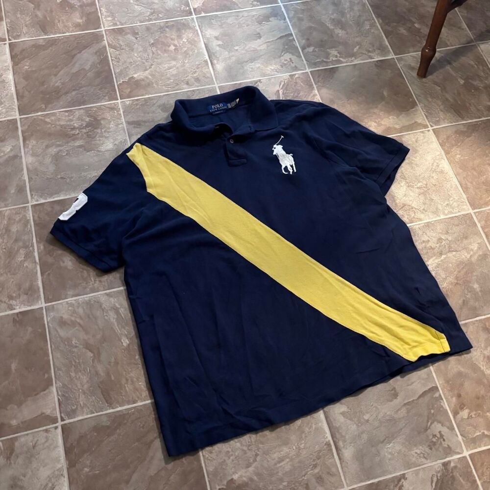 2000s Navy Polo Ralph Lauren big pony polo shirt , size XXL